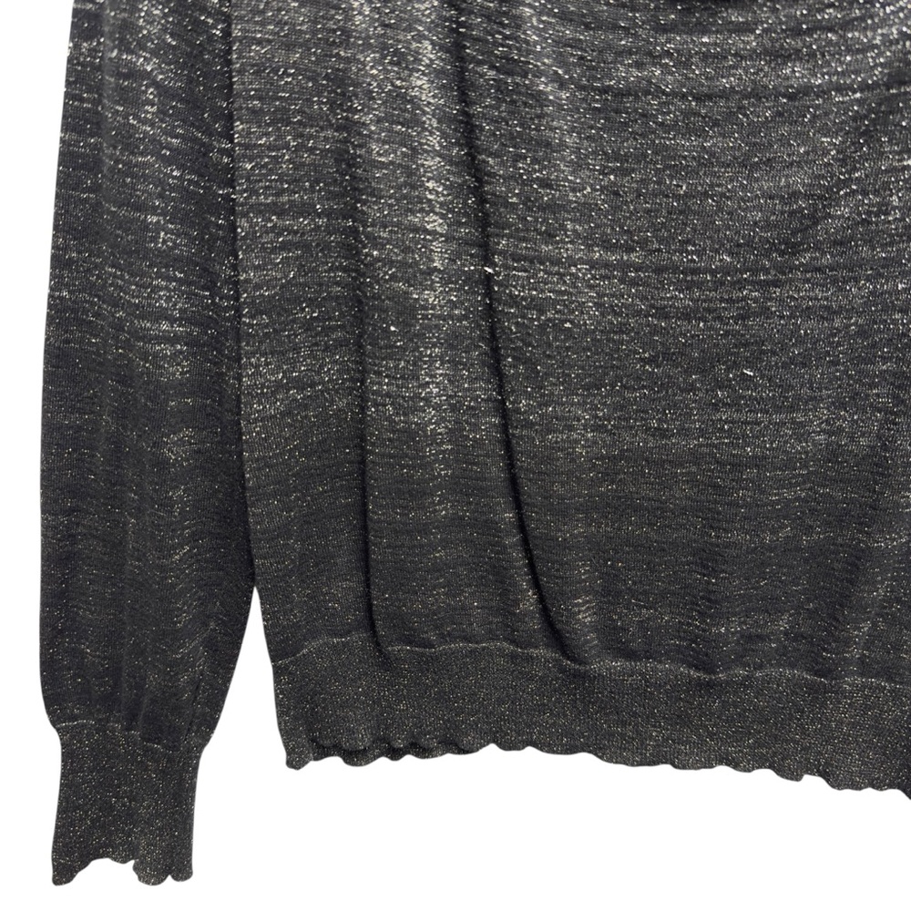 DKNY Jeans Cotton Shimmer Knit Drapey Cowl Neck Sweater - Picture 5 of 9